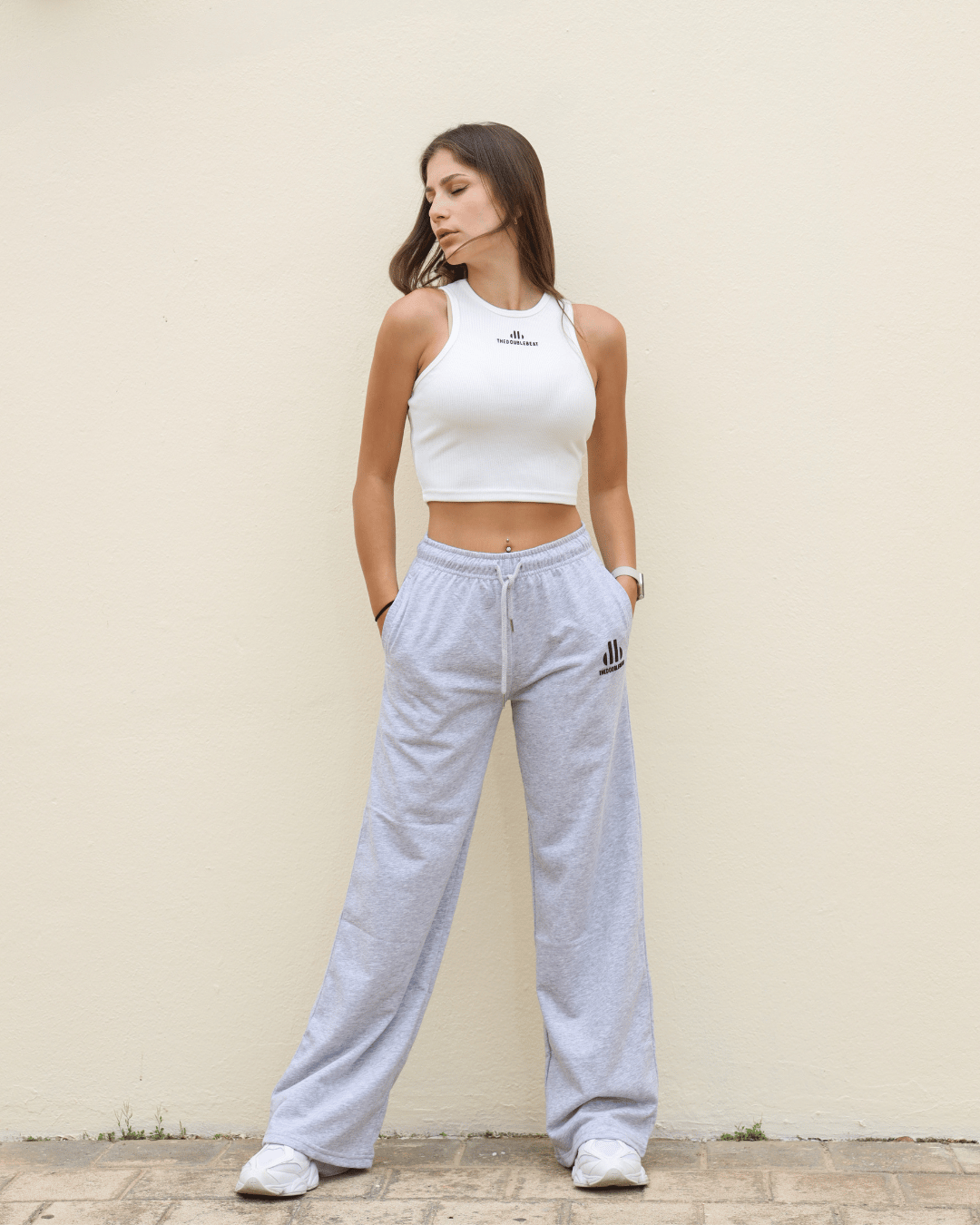 Female Ribbed Cotton Crop Tank Top White