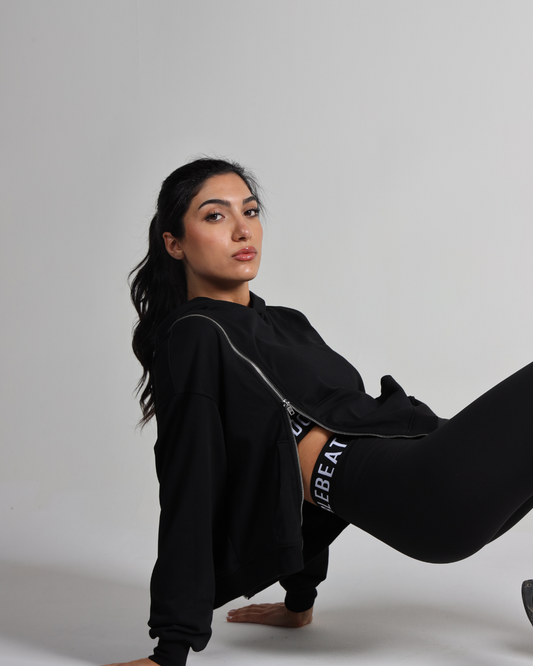 Women wearing black hoodie 